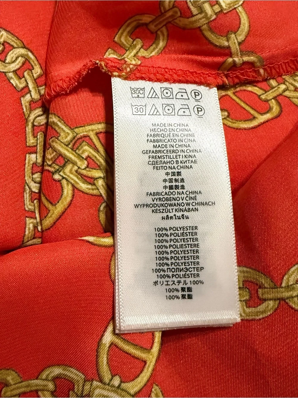 Michael Kors Orange Chain Tie Logo 3/4 Zip Popover Top